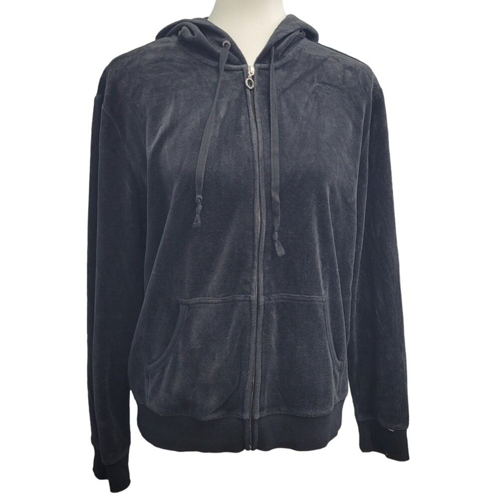 Comfort Zone Womens XL Black PolyCotton Long Sleeve Full Zip Hooded Jacket